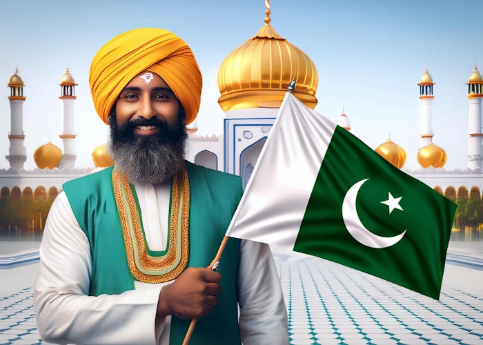 Sikh Pilgrim with Pakistan Flag
